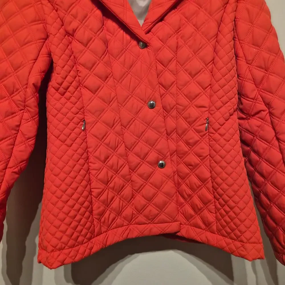 Calvin Klein XS Water Resistant Pum Persimmon Diamond Quilted Blazer Jacket NWT